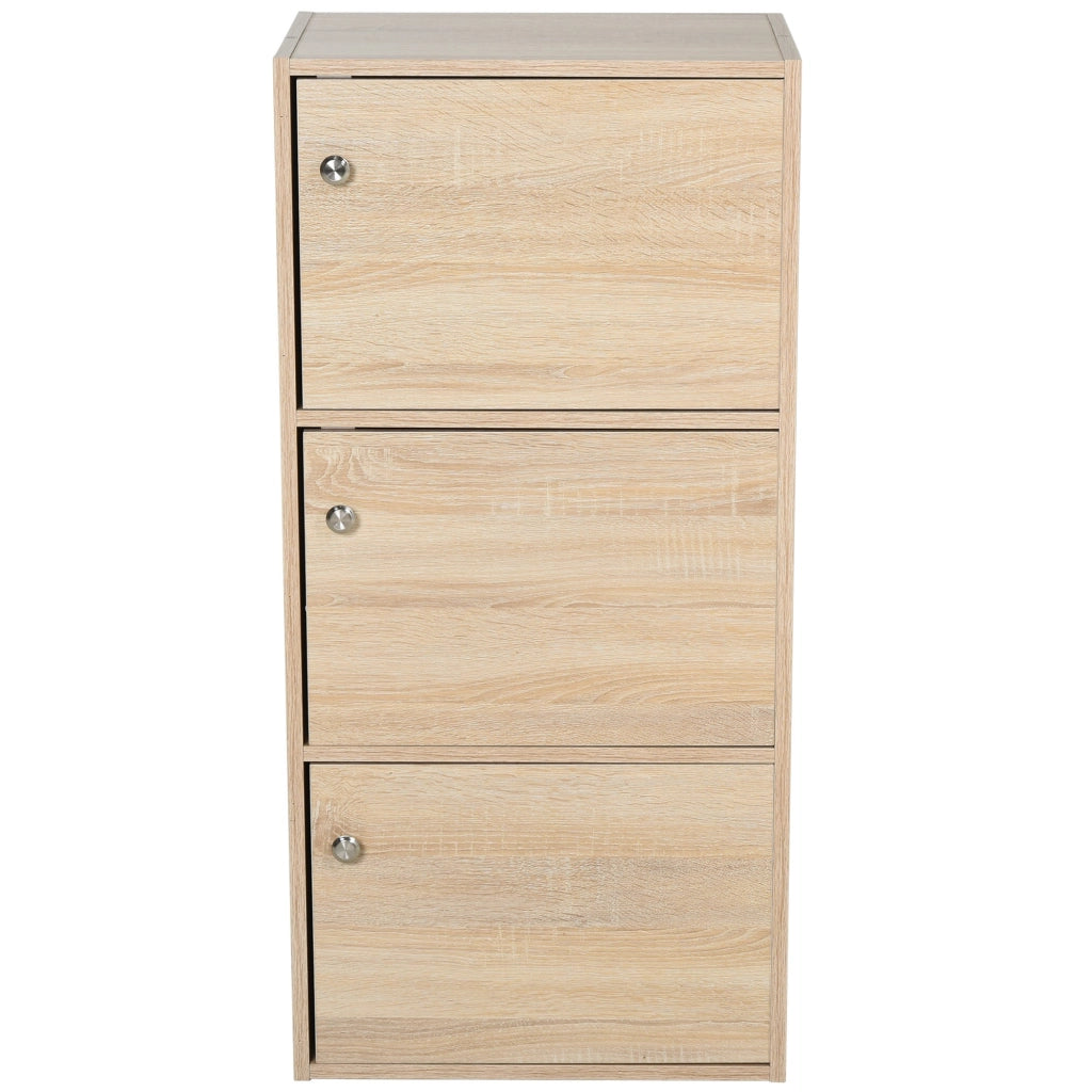 EasyComfort Mobiletto Multiuso con 3 Ripiani in Legno e 3 Antine per Casa, Camera, Soggiorno o Ufficio, 48x34x100cm