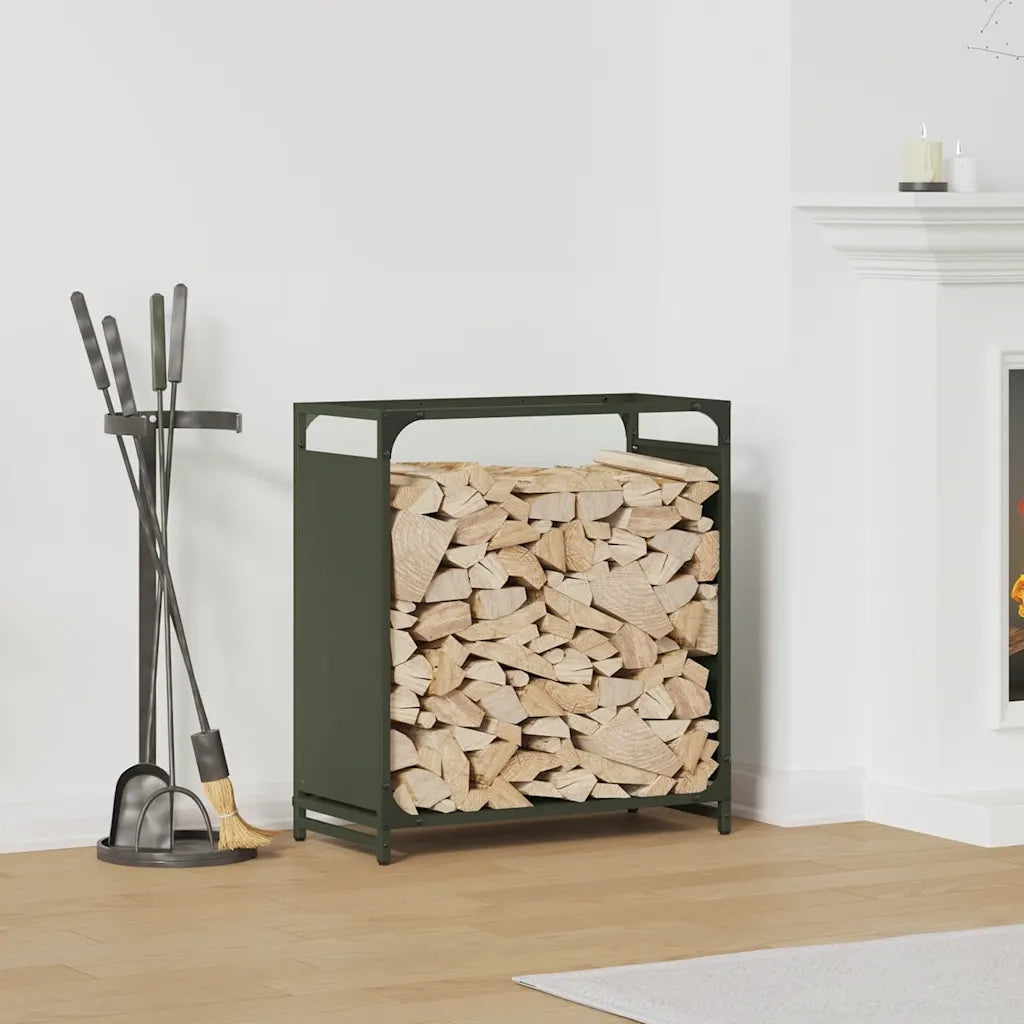 Rastrelliera per Legna da Ardere Verde Oliva 60x28x65 cm CFW2543134