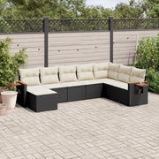 Set Divani da Giardino con Cuscini 8 pz Nero in Polyrattan 3227085