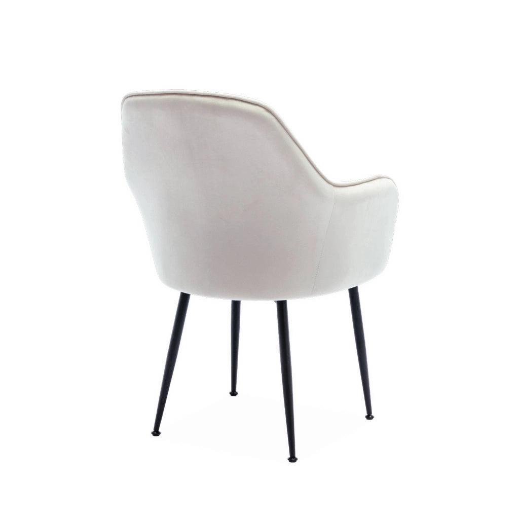 Poltrona in velluto con gambe in metallo, bianco sporco