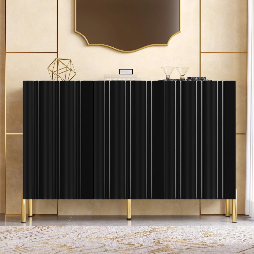 Mobile contenitore a 3 ante con ripiani regolabili in MDF e pannello truciolare nero 120 × 35.5 × 80 cm
