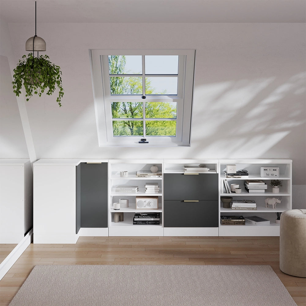 Mobile sottotetto Mobile angolare Rion Antracite-oro/Bianco 75.6 x 83.8 cm con 1 porta Vicco
