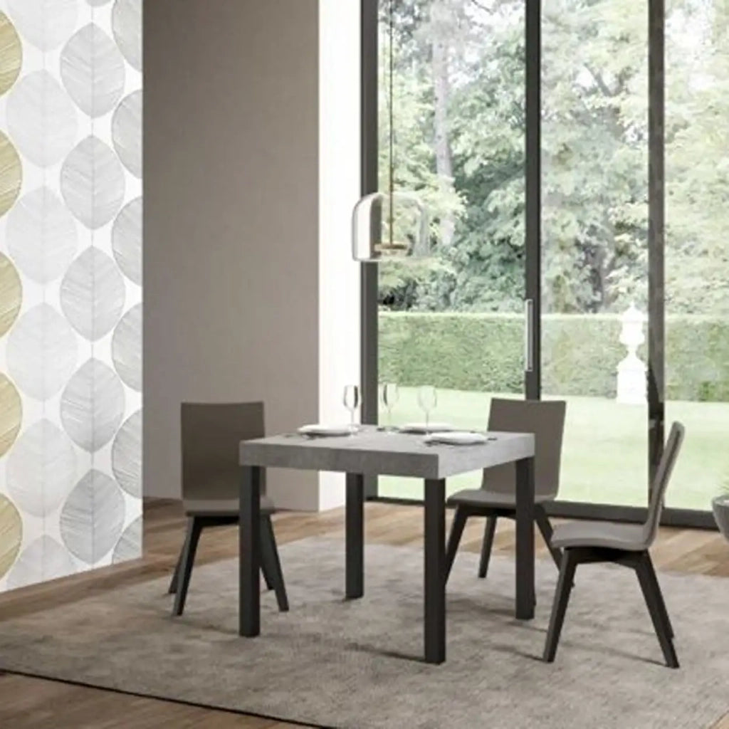 Tavolo allungabile 90/246x90 cm Everyday colore cemento gambe antracite