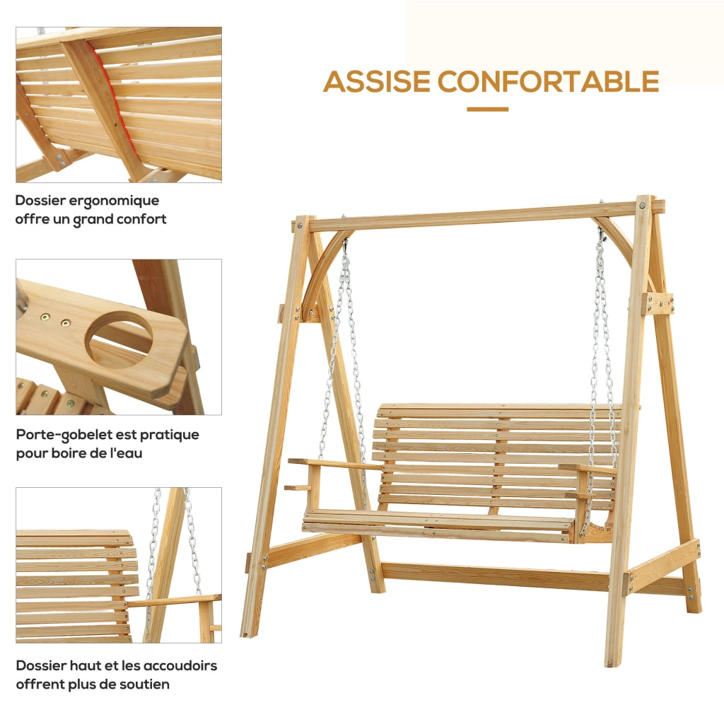 Amaca da Giardino 2 Posti ¨C Minimal ¨C Legno di Larice 180x120x185 cm