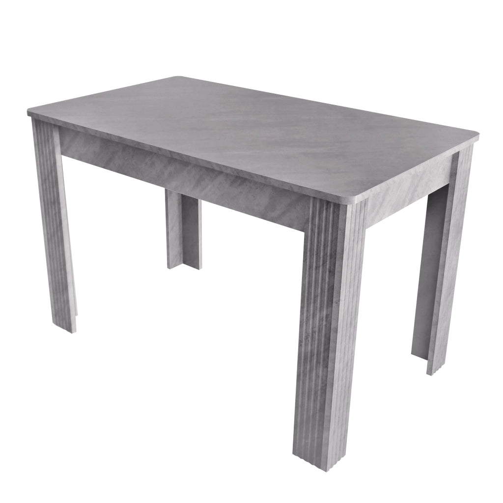 Tavolo da pranzo rettangolare con 4 gambe stabili, effetto venatura legno, in truciolato, grigio