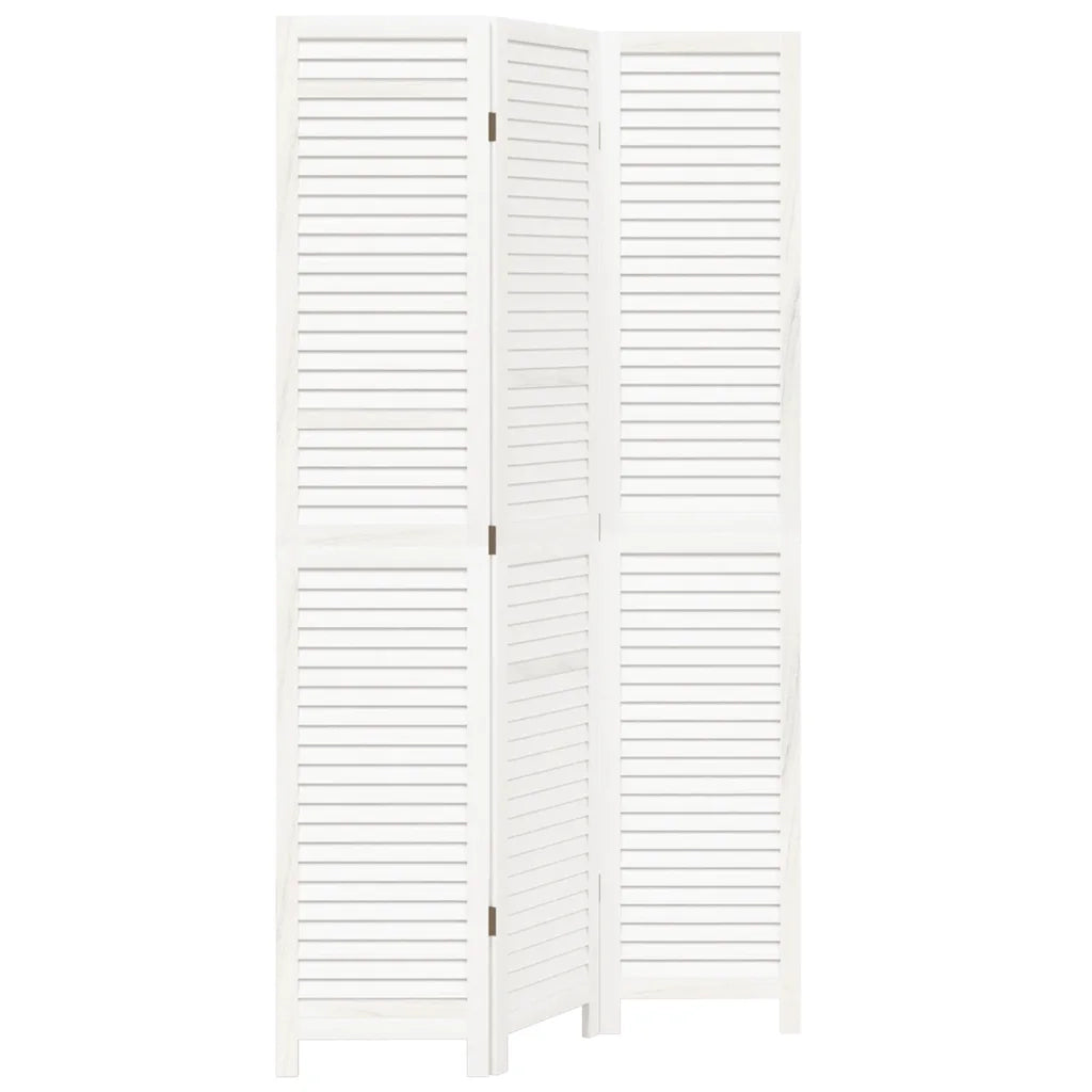 Divisorio Ambienti 3Pannelli Bianco Legno Massello di Paulownia 358831