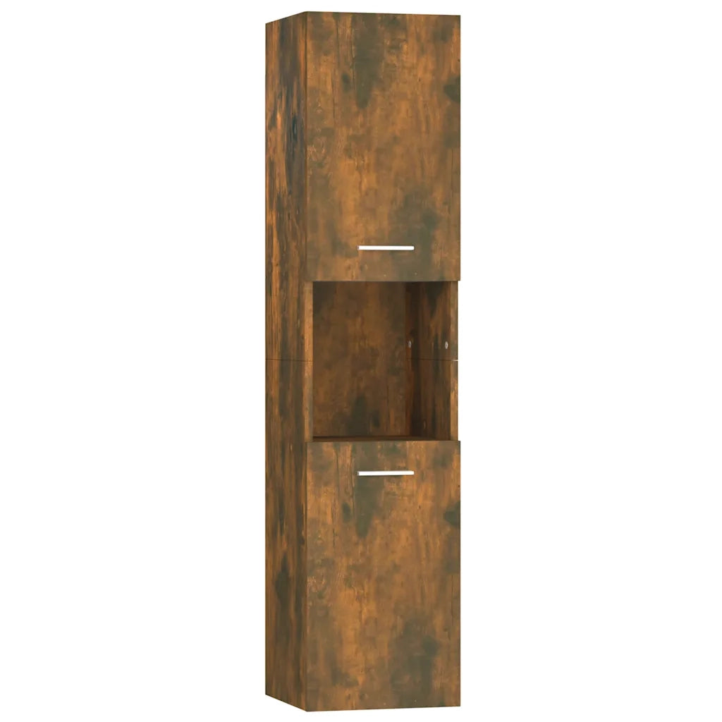 Armadietto Bagno Rovere Fumo 30x30x130 cm in Legno Multistrato 815639