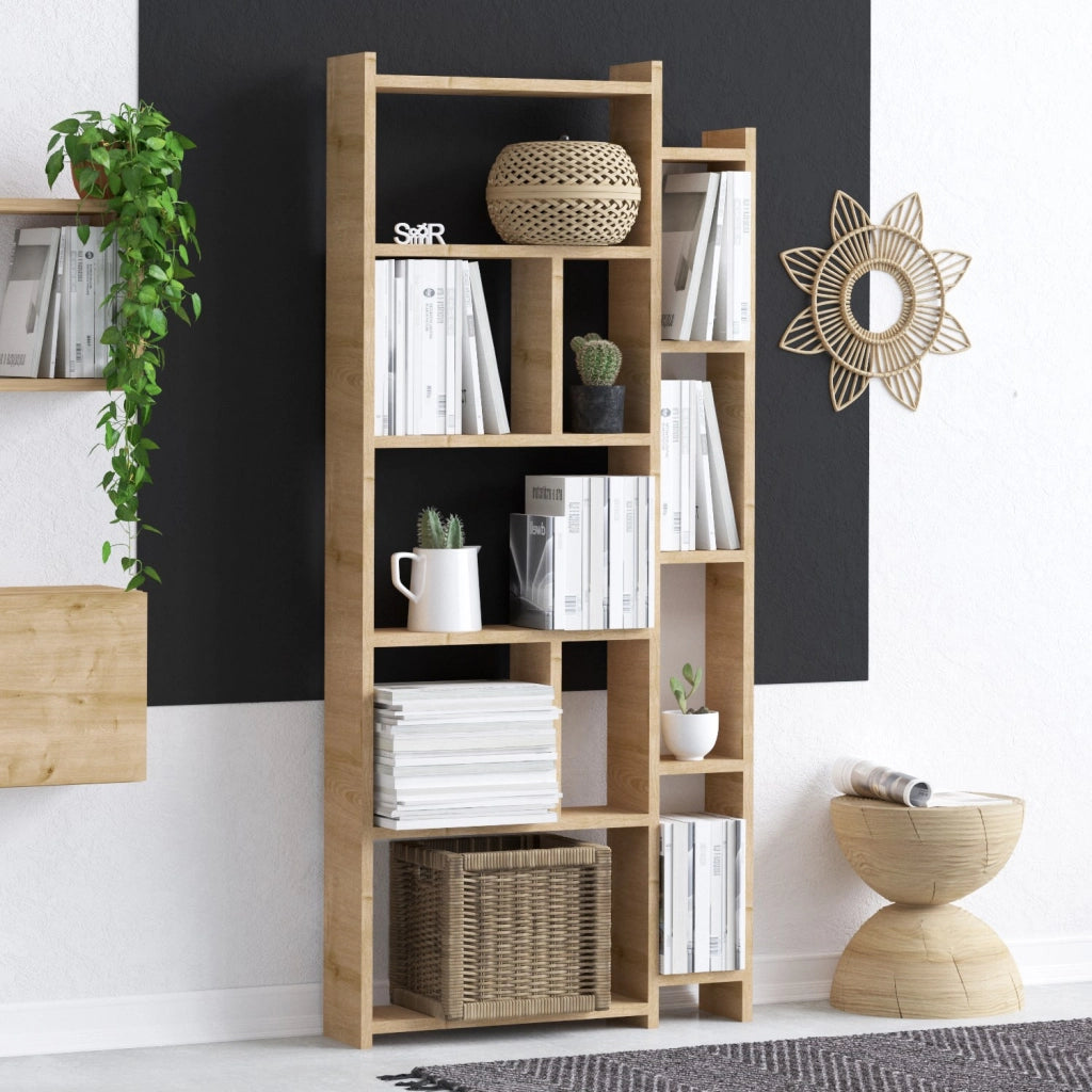 Libreria in legno "Momo" - 65 x 15 x 150 cm - Rovere