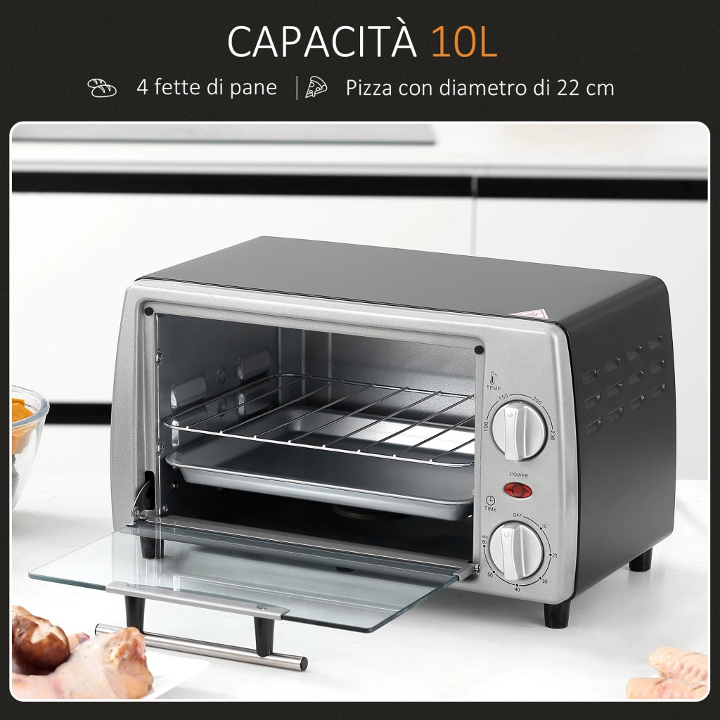 Fornetto Elettrico 10L ¨C zephmum ¨C 36.5x26x22cm Argento Nero