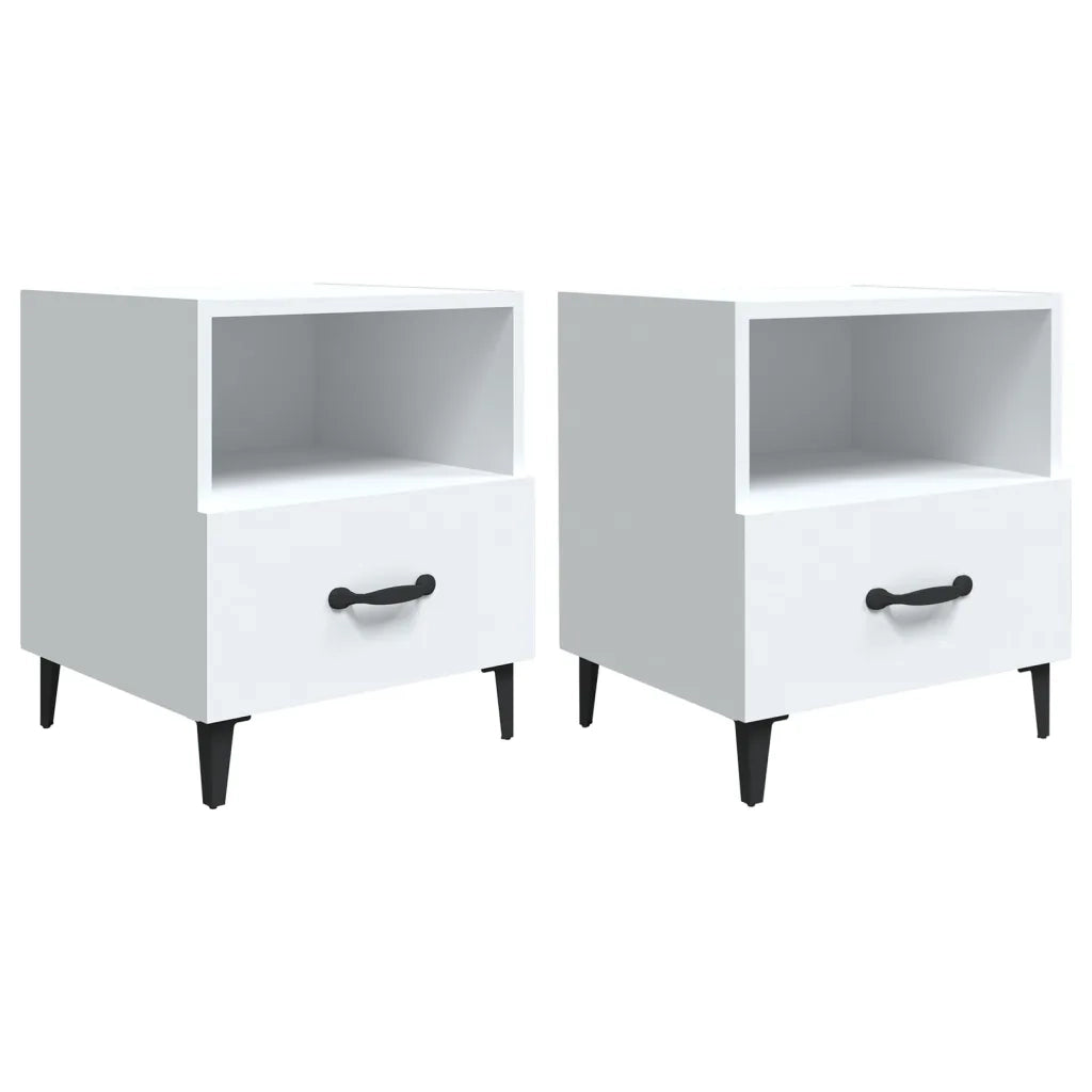 Comodini 2 pz-Set di 2 Tavolino da notte Bianchi in Legno Multistrato 735071