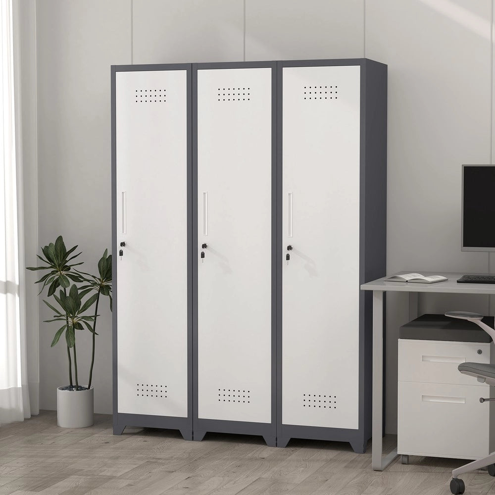Armadio di pulizia e stoccaggio metallico sottile - Zephmum - Con porta a blocco, ripiani e barra appendiabiti, organizzatore alto 65 pollici per cucina, dispensa, ufficio, negozio e garage