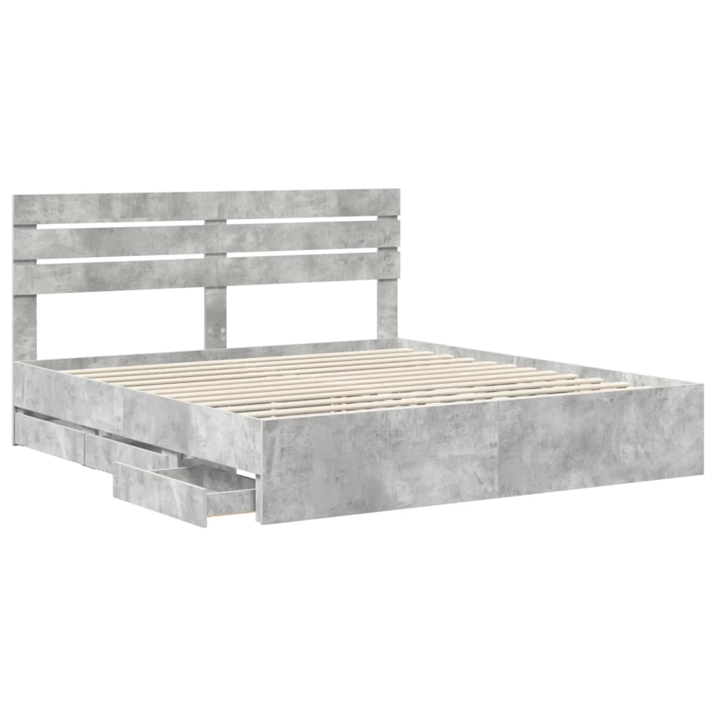 Struttura del letto con cassetto Grigio cemento 200 x 200 cm 3411481