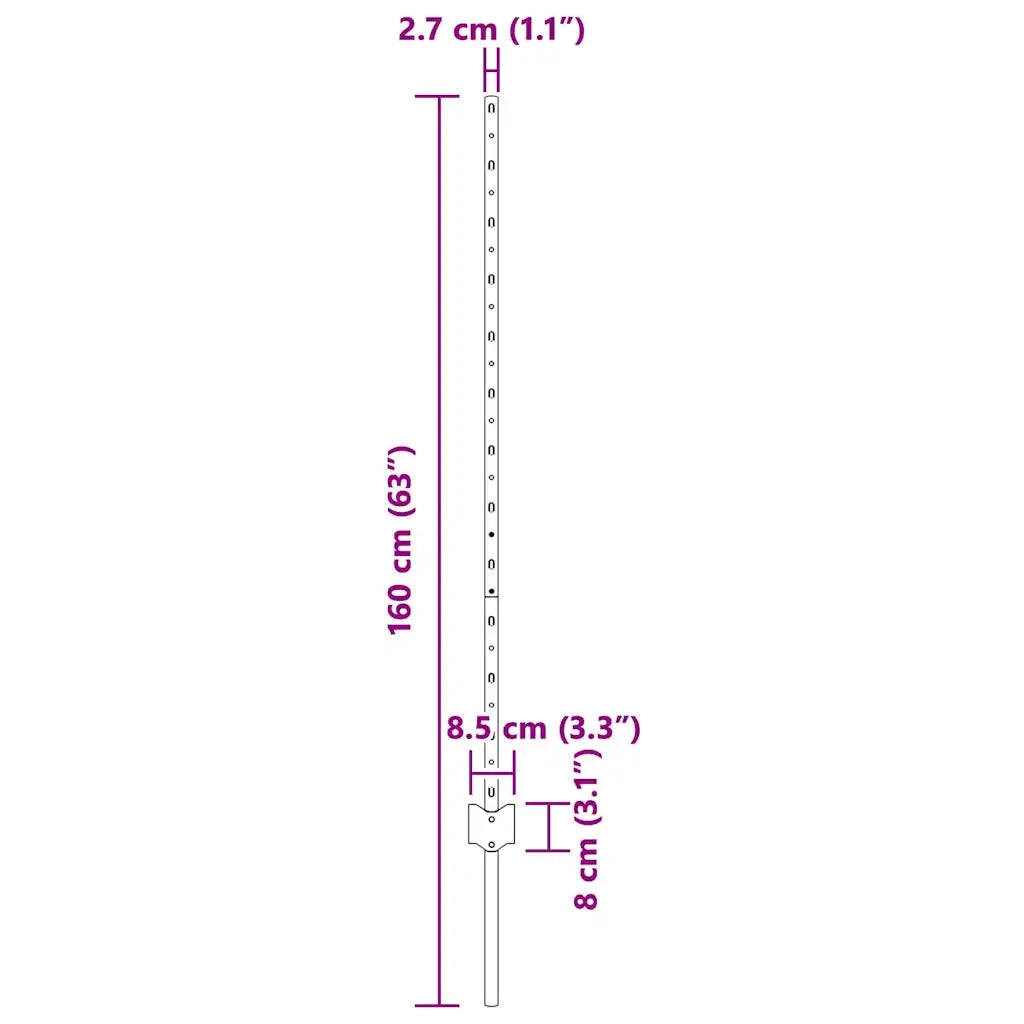 Palo della recinzione 11 pz Verde 120 cm Acciaio CFW1699227