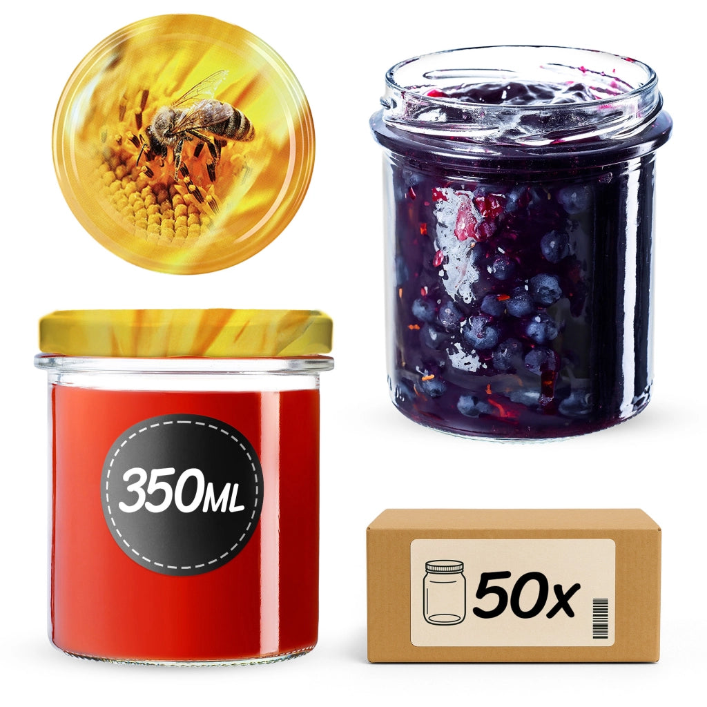 Barattoli di vetro KADAX Avila 350ml 50pz 82mm + coperchio "Ape"