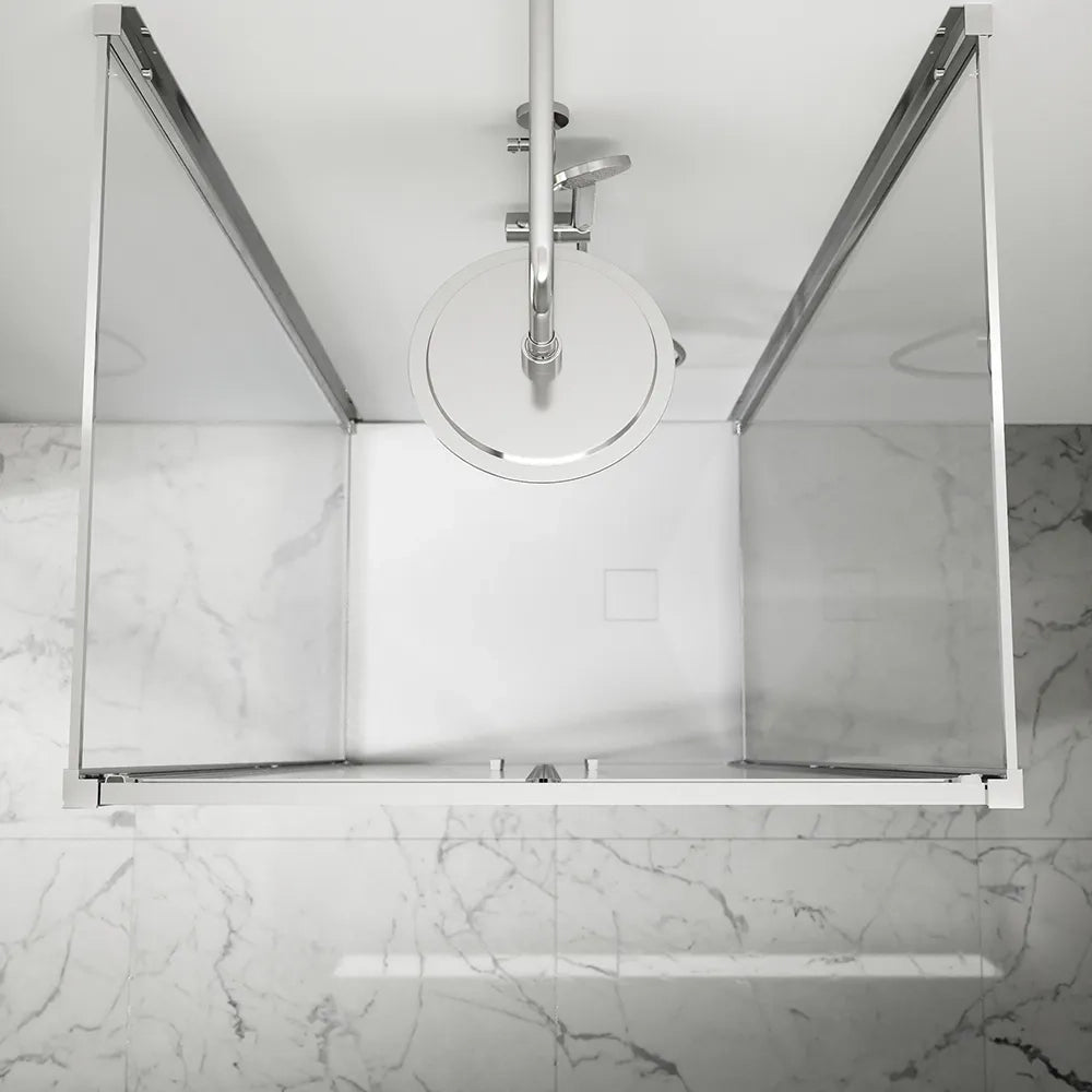 Box doccia tre lati 70x80x70cm con porta saloon profili cromati e vetro 6mm trasparente h190 | Portofino