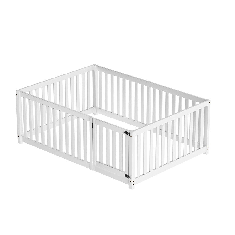 Letto Bambini 140x200 in Legno con Cancelletto e Porta ¨C Xylo ¨C Bianco