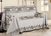Telo Arredo Multiuso Linea Pensieri Delicati In 100% Cotone Disegno Gnomi - Matrimoniale - Beige