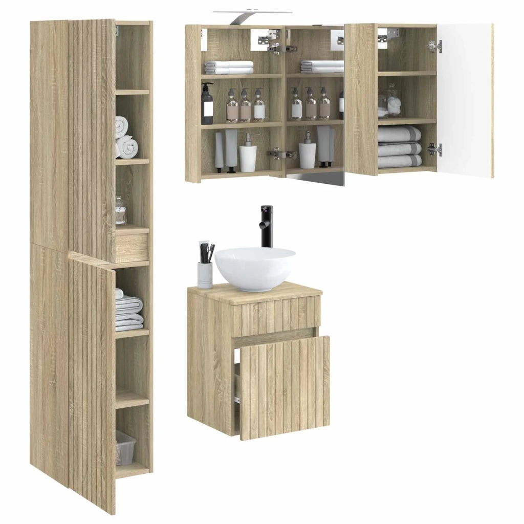 Set di Armadi da Bagno 5 pcs Rovere Sonoma 40 x 10,5 x 60,5 cm 3407337