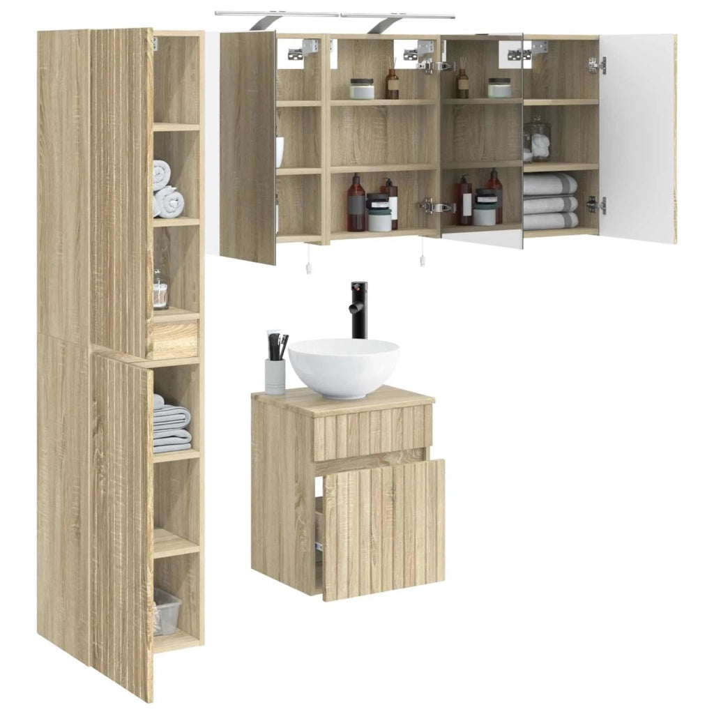 Set di Armadi da Bagno 5 pcs Rovere Sonoma 40 x 10,5 x 60,5 cm 3407337