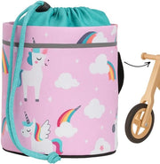 Porta bicicletta per bambini | Telaio universale per tricicli e biciclette per bambini Natale e compleanno (Rosso unicornio)