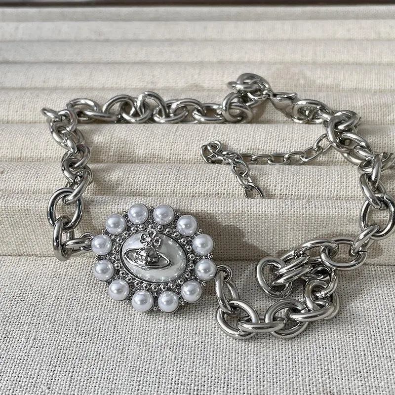 Collana vintage con perle rotonde e pianeti, regalo di Natale o compleanno.