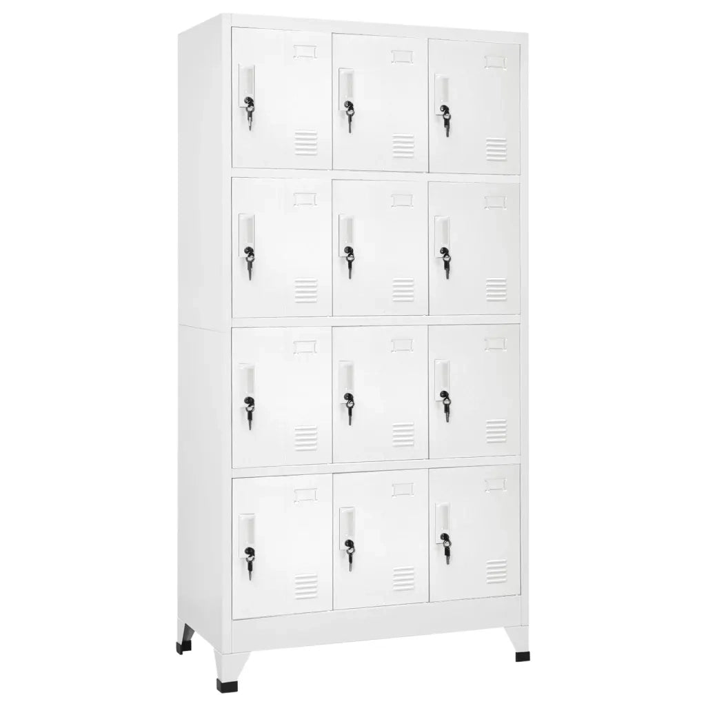 Armadietto spogliatoio con 12 scomparti 90 x 45 x 180 cm stile moderno per uso camerino realizzato in acciaio grigio 02_0046291