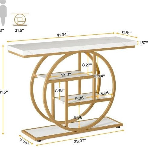 Tavolo consolle industriale a 4 ripiani 105 cm