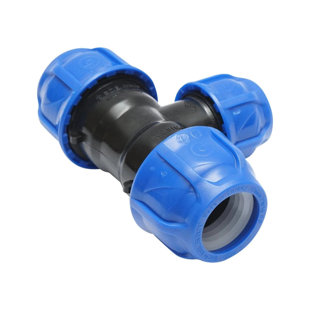 Raccordo a Compressione a T PN16-32X25X32mm per sistemi irrigazione Raccordo/Manicotto/Connettore a T per tubo irigazione