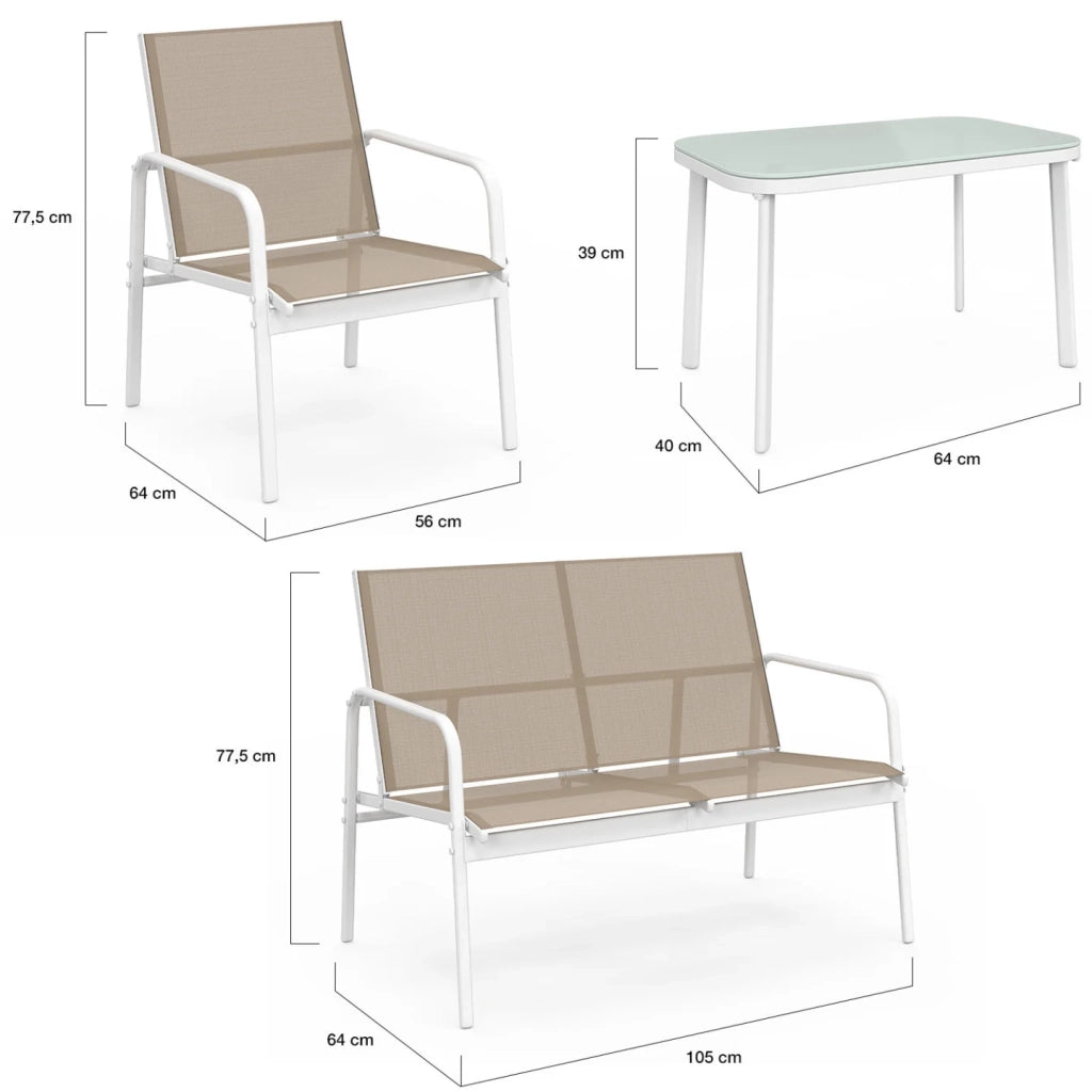 IDMarket - Set di mobili da giardino bassi a 4 posti MALTE con divano, poltrone e tavolo in legno e nero