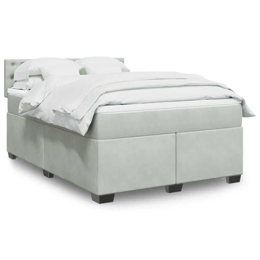 vidaXL Giroletto a Molle con Materasso Grigio Chiaro 140x200cm Velluto