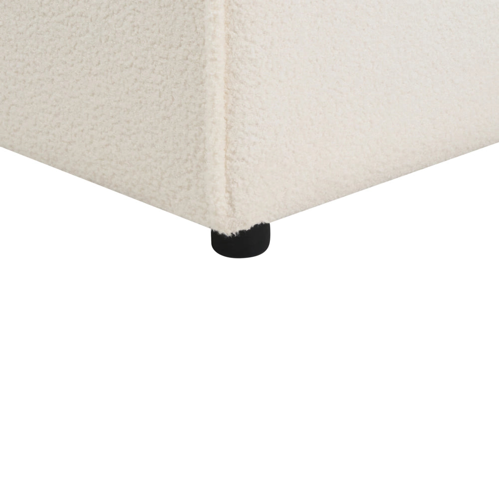 Divano moderno a 2 posti Gambe nere Rivestimento in tessuto bouclè bianco sporco Soggiorno moderno