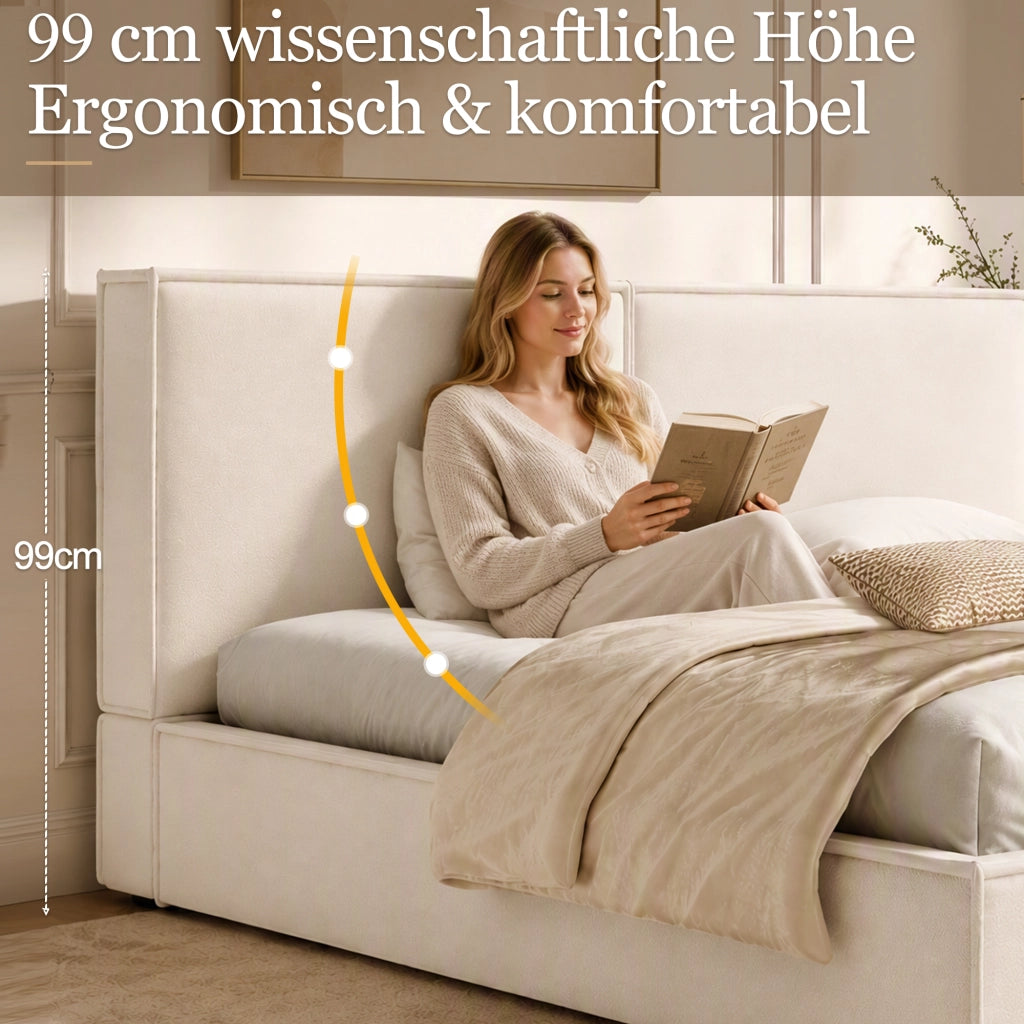 letto imbottito lino beige 180 x 200 cm