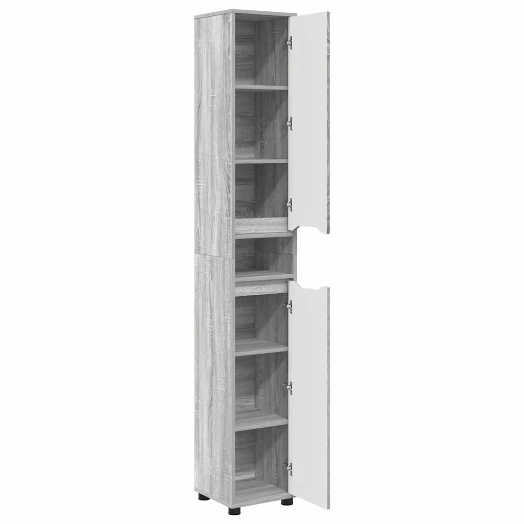 Mobile da Bagno con porta Grigio Sonoma 30,5 x 30 x 195 cm