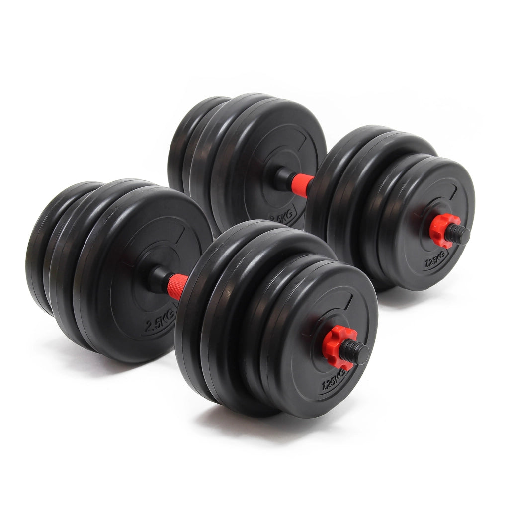 LUXTRI Set di manubri 30kg con 16 dischi in cemento 2 manubri filettati Chiusure a stella