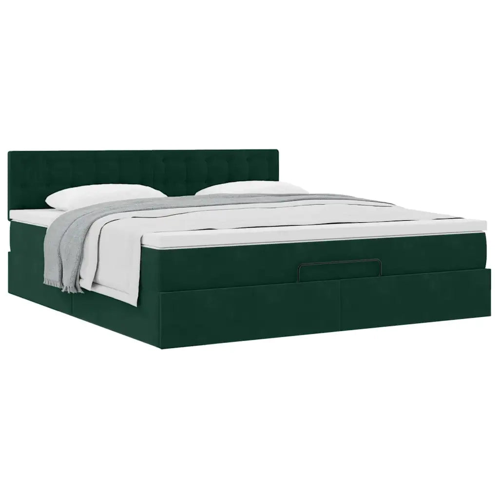 Struttura Letto Pouf con Materasso 180x200 cm in Velluto