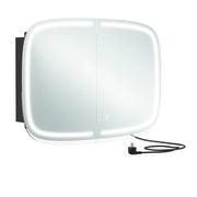 Specchio da bagno con illuminazione mobile lavabo con 2 prese CA 2 porte USB 2 ripiani regolabili angoli arrotondati 12_0006611