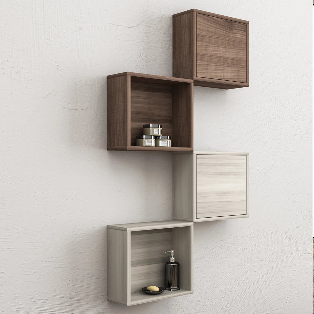 Ogomondo pensile a giorno in laminato e pensile con anta bagno larice bianco