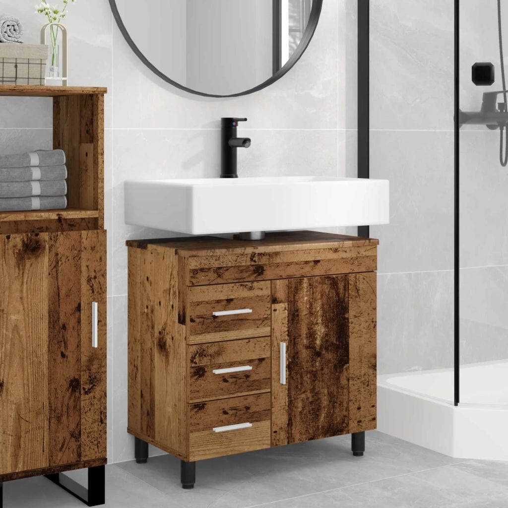 Mobiletto da bagno Legno antico 60 x 35 x 60 cm 889383