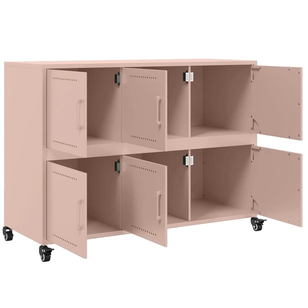 Credenza cassettiera armadio mobile contenitore organizer per cucina soggiorno salotto 100,5 x 39 x 72 cm acciaio rosa 02_0036194