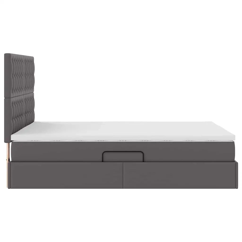 Letto con Contenitore Grigio 140 x 200 cm Pelle Sintetica 3371671