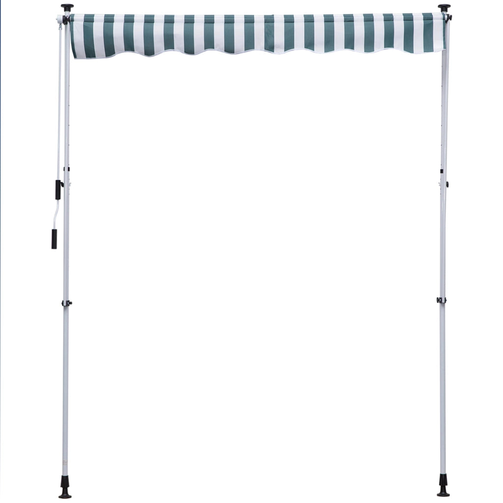 Tenda a braccio pieghevole 200x150 cm altezza regolabile protezione solare telaio in alluminio con manovella colore verde e bianco