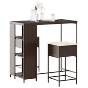 vidaXL Set Bar da Giardino 3 pz con Cuscini in Polyrattan Marrone