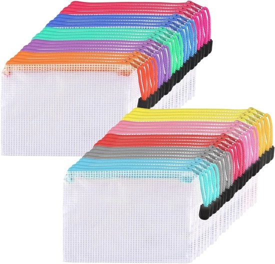 40 Compartmenti Documentari A6 - Cartella Documenti Colorata con Cerniera - Compartmenti a Reticolo Idrorepellente per Documenti, Carte, Prodotti Cosmetici