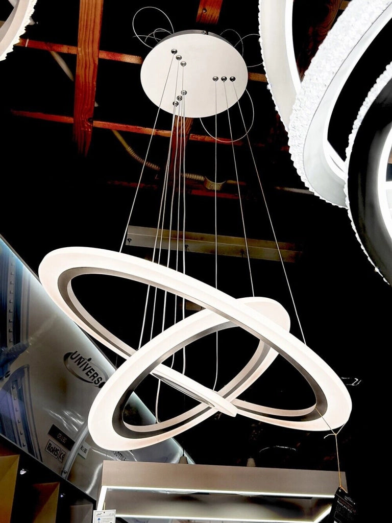 Lampadario Moderno LED a Sospensione 3 cerchi Regolabile Telecomando dimmerabile