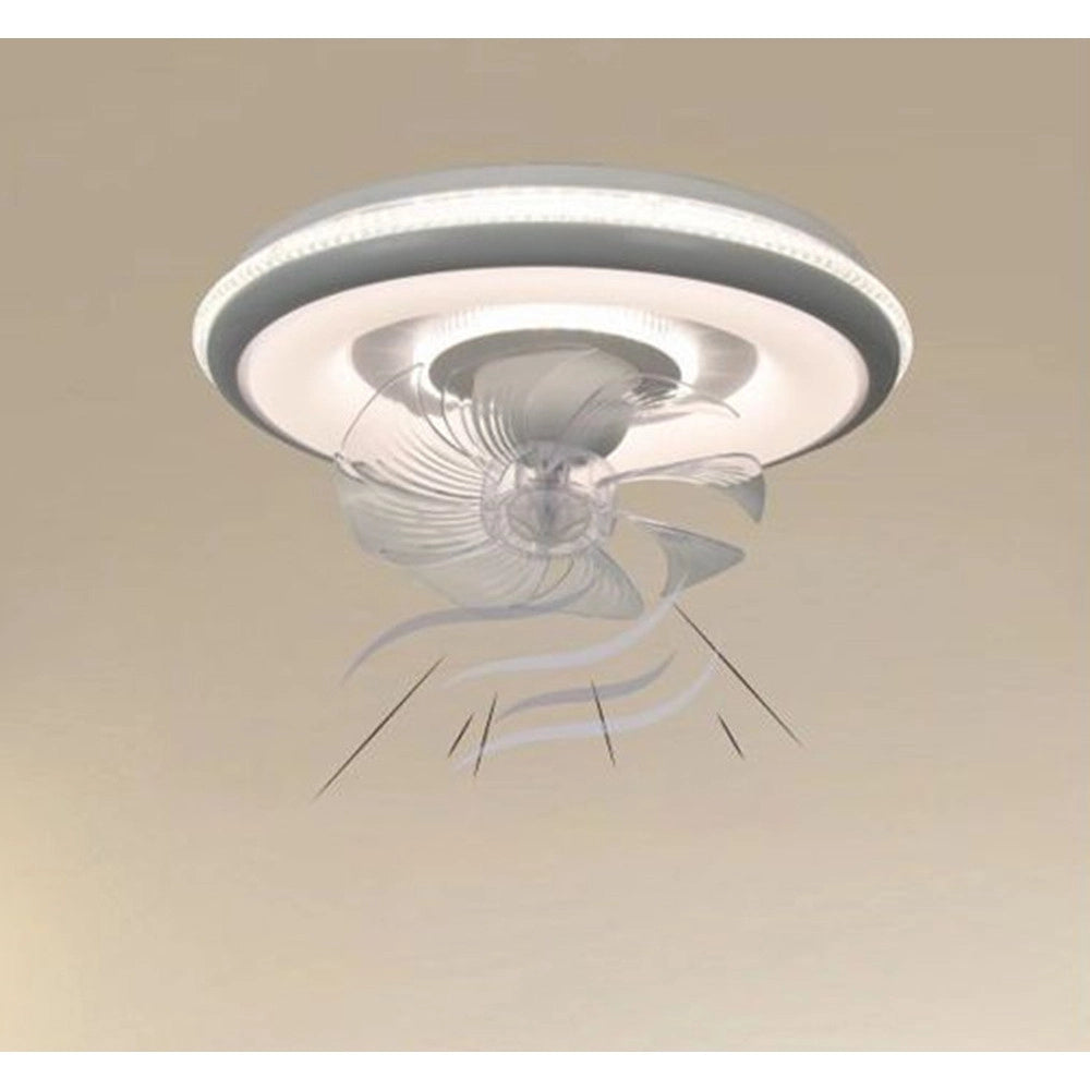 Trade Shop - Plafoniera A Ventola Luce 3200k-6500k Lampada Tonda Da Soffitto Ventilatore 33214 -