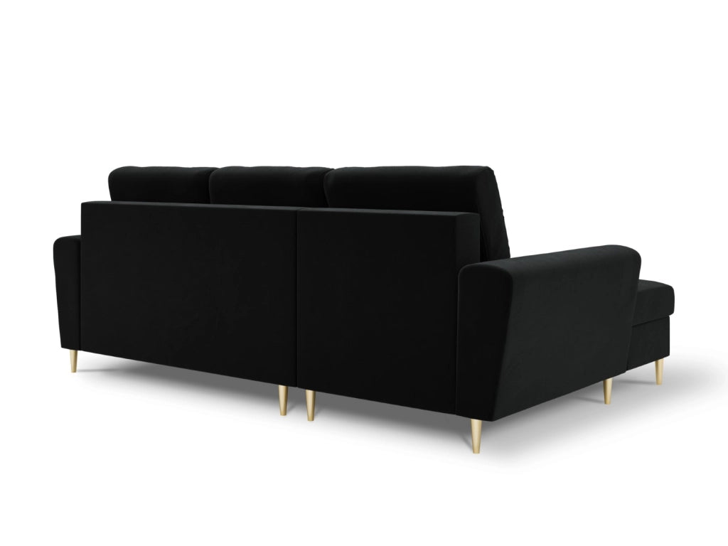 Cosmopolitan Design - Divano convertibile angolare sinistro con contenitore "Kyoto" 4 posti in velluto nero 
