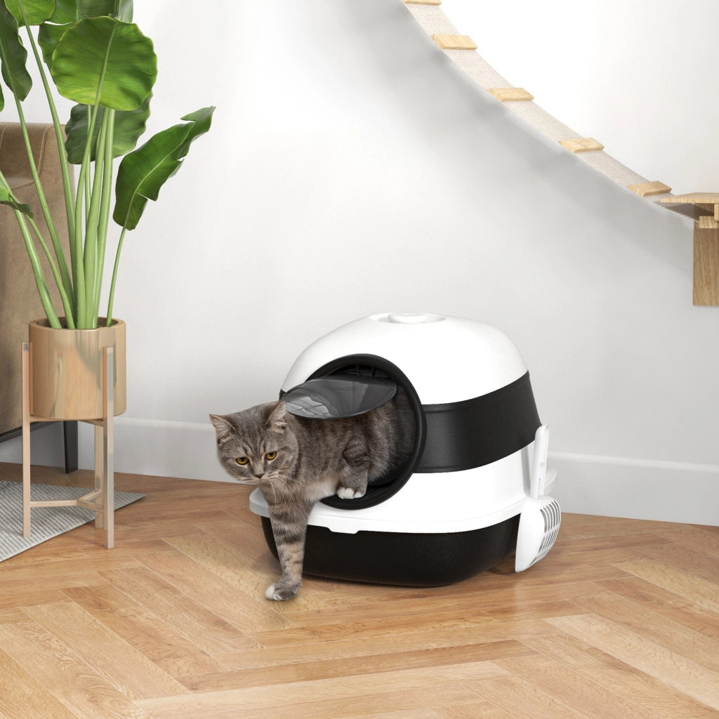 Lettiera per Gatti Chiusa ¨C Zephmum ¨C Bianca e Nera 52x41x38 cm