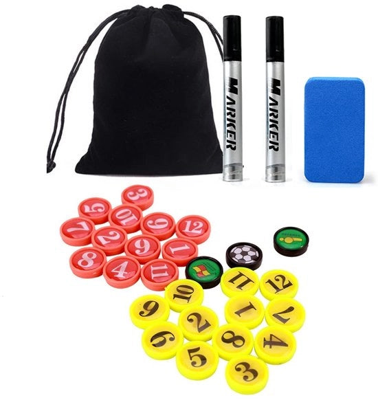Set di Magneti per Allenamento Calcio - 26 Pezzi - Magneti di Ricambio - Accessori Allenamento Calcio - Potente Forza Magnetica - Inclusi Penna e Gomma - Accessori Calcio
