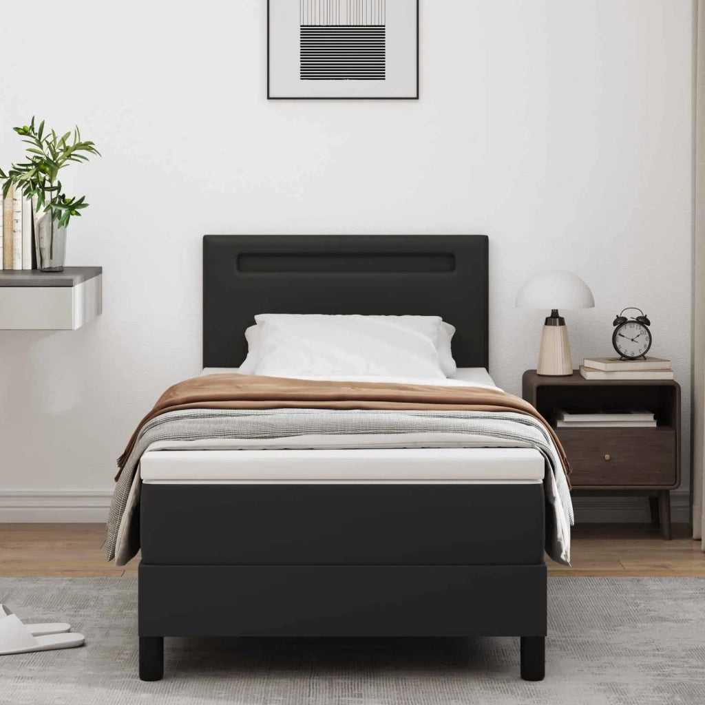 Letto a molle con materasso Nero 100 x 200 cm Pelle sintetica 3339036