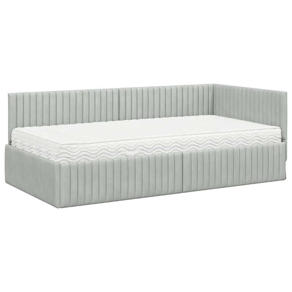 Struttura Letto Angolare con Materasso 2 pcs Grigio chiaro 3393828